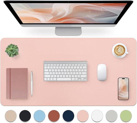 Bloss Pink Desk Mat, Waterproof Non-Slip Leather Desk Pad, Large Mouse Pad, Desk Writing Pad, Desk Mat for Keyboard and Mouse Desk Organizers and Accessories (31.5×15.7 Inches)