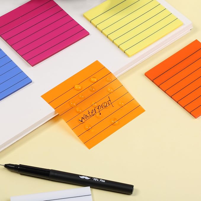 Mr. Pen- Transparent Sticky Notes, 3"x3", 10 Pads, 7X Lined, 3X Blank | 500 Sheets, Lined Transparent Sticky Notes, Water-Resistant See Through Self-Adhesive Note Pads for Bible Journaling