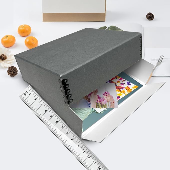 Lineco Museum Archival Storage Box, Drop Front, 9.75x12.75x3 in, Gray | Acid-Free with Metal Edge, Preserves Picture Longevity, Organize Photos, Newspapers, Prints, Documents, Crafts, DIY