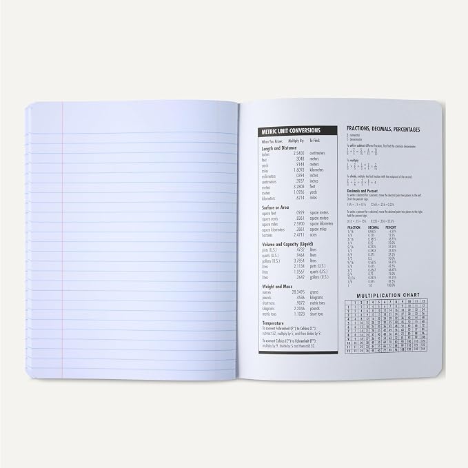 Amazon Basics Composition Notebook, Wide Ruled, 100 Sheets, 9.75" x 7.5", Assorted Marble Colors, 4-Pack