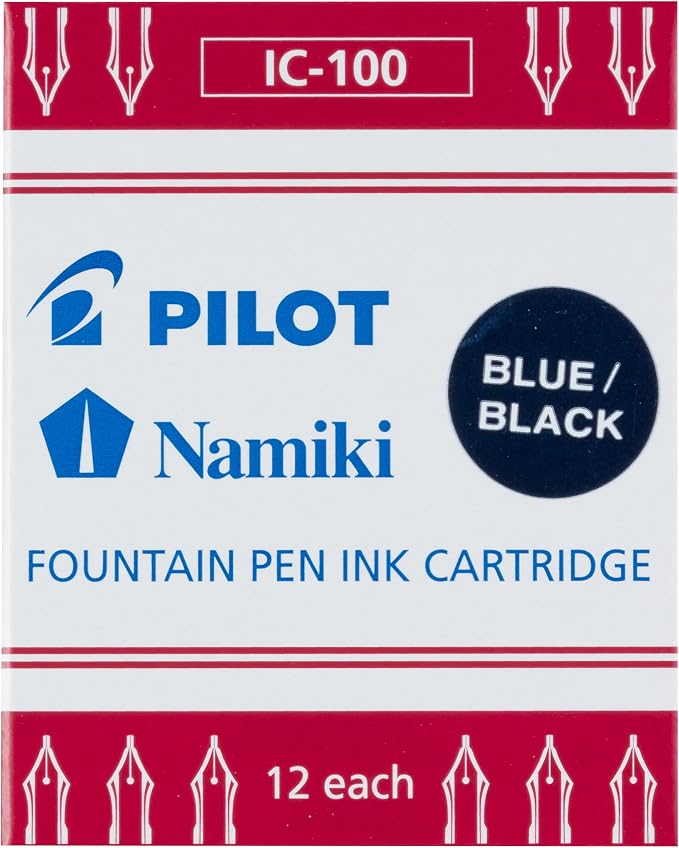 PILOT Namiki IC100 Fountain Pen Ink Cartridges, Blue/Black, 12-Pack (69102)