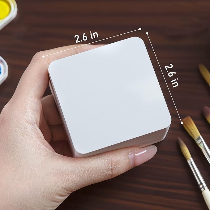 FLUNBRATO Mini Watercolor Sketchbook 80 Sheets, 2.6 x 2.6 Inch, 100% Cotton Mini Travel Watercolor Paper Book, Cold Press 140LB 300GSM, Two-Edge Glue Binding Small Compact Painting Notebook
