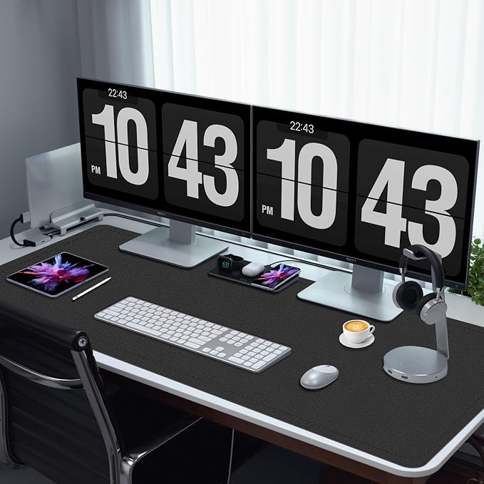 47.2" x 23.6" Large Desk Pad Mat - Non-Slip PU Leather Desk Mat, Large Mouse Pad, Computer Mat for Keyboard Mouse, Waterproof Desk Writing Mat, Desk Blotter Mat for Work (Black)