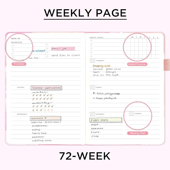 And Per Se Undated Academic Planner, Weekly & Monthly Planner with Goal & Habit Tracker, A5 Hardcover, Blush Watercolor