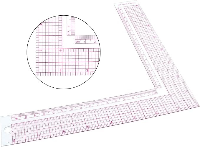 Hitefu L Square Ruler for Sewing, 2PCS, Clear Plastic | L Angle Ruler, Curve Ruler, Measure Tailor Ruler, Corner Ruler, Craft Sewing Measuring