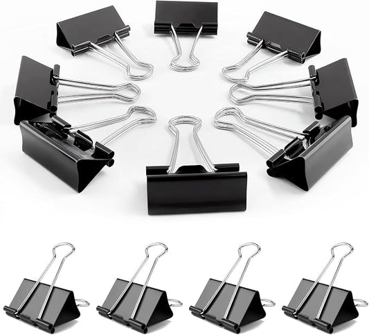 Medium Binder Clips, 72Pack, 1inch, Black Paper Binder Clips, Medium Paper Clips, Office Clips, with Storage Container for Office, Home, School