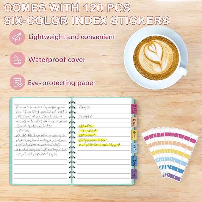 Small Spiral Notebooks 3.5 x 5.5 in College Ruled, Mini Spiral Notebook | Waterproof 80 Sheets/160 Pages, Pocket Notebook with 120 Pcs Sticky Index Tabs for Home Office College School
