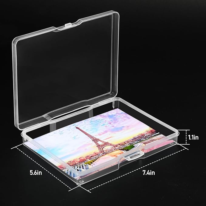 6 Pack Photo Storage Box 5 x 7 Inches, Photo Organizers and Storage | Clear, Acid-Free Photo Storage Container, Stackable Craft Keeper for Photos, Cards, Stamps, Scrapbooking, Office Supplies etc