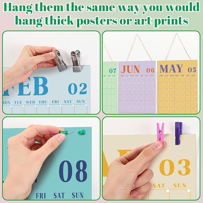 Gueevin 2026 Reusable Classroom Calendar Large Undated Dry Erase Wall Calendar 16 x 12 Inches Big Monthly Blank Planner Yearly Planning for School Organizing Office Home (Vibrant Candy Color)