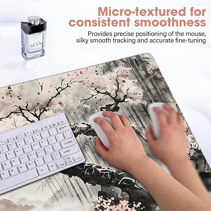 Desk Pad 31.5x15.7 Inch for Computer - Large Mouse Pad with Non Slip Base, Smooth Surface for Optical and Laser Mouse, Bamboo