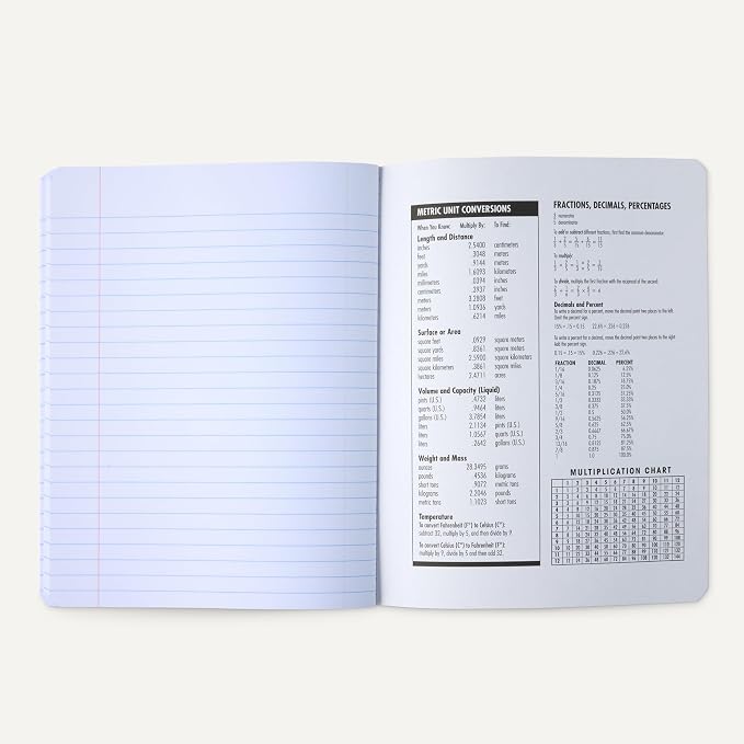 Amazon Basics Composition Notebook, Wide Ruled, 100 Sheets, 9.75" x 7.5", Assorted Marble Colors, 12-Pack