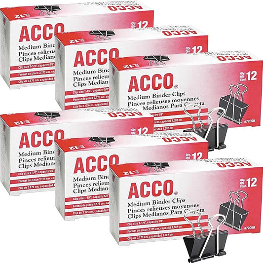 Acco Brands A7072050 Binder Clips, Medium, 72-Count