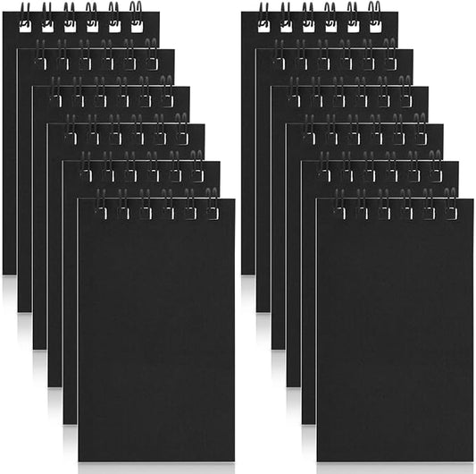 12 Pack Mini Pocket Notebooks Black Mini Spiral Notebooks with Lined Pages | 3.9x2.4 Small Journal Notepads Memo Pads Party Favor for Kids Men Women Work Office School Travel Supplies