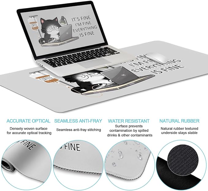LIMKRIAN Cat Ergonomic Mouse Pad with Wrist Rest Desk Mat Sets Accessories | Cute Mouse Pads for Desk, Gaming Mouse Pad Wrist Support, Keyboard Mat Wrist Rest, Coaster, Funny Office Desk Accessories