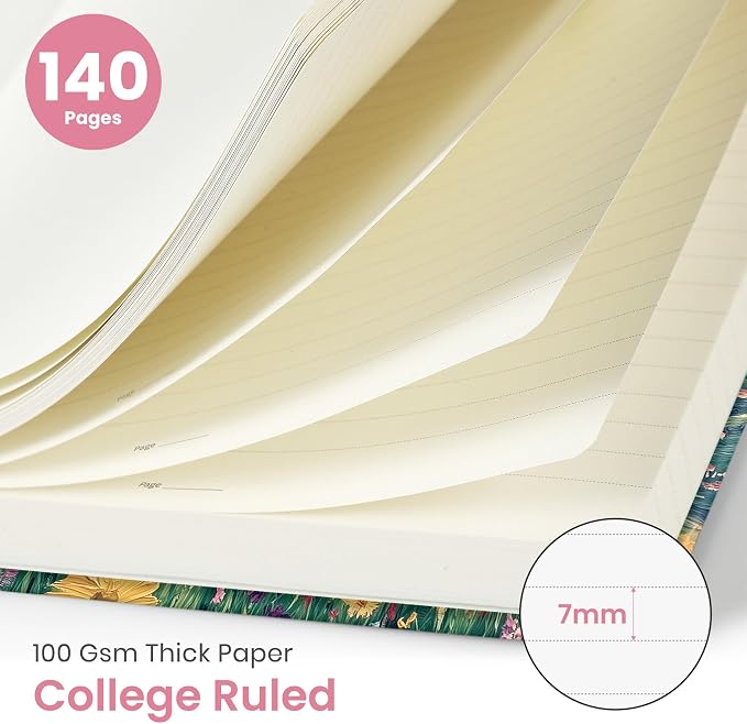 Taja Lined Spiral Journal Notebook for Women, Pretty College Ruled Notebook for Work & Note Taking, A5 Hardcover Journal for Writing, Cute Aesthetic 140 Pages, Whirling Skies
