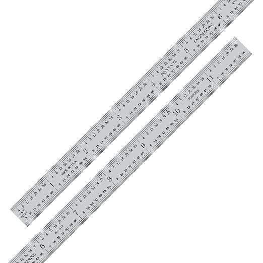PEC Tools 12" Metal Ruler, Flexible Stainless Steel Rule, 4R Graduation, Made in USA
