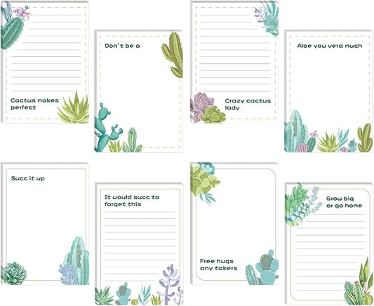Geyee 8 Pieces 4 x 6 Inch Cactus Funny Notepads Plant Memo Pads Office Supplies Cute Novelty Lined Notepad Desk List Notepad for Teacher Studying School Home Travel Rewards