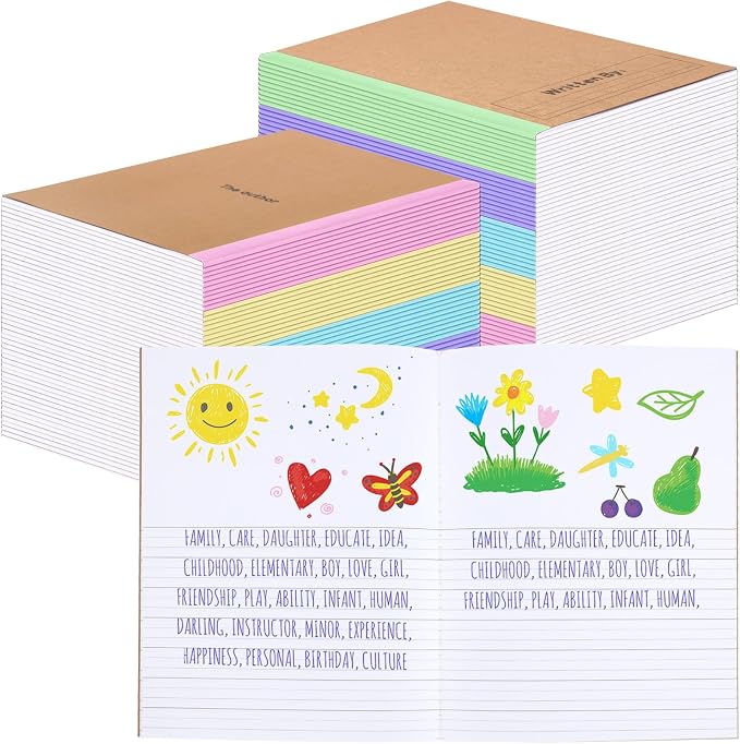 Henoyso 40 Pack Primary Composition Notebook, 9-3/4" x 7-1/2", Kids Primary Journal, K-2 Writing Notebook for Kids Student Draw Write Story Journal Half Blank Books(Macaron Color)