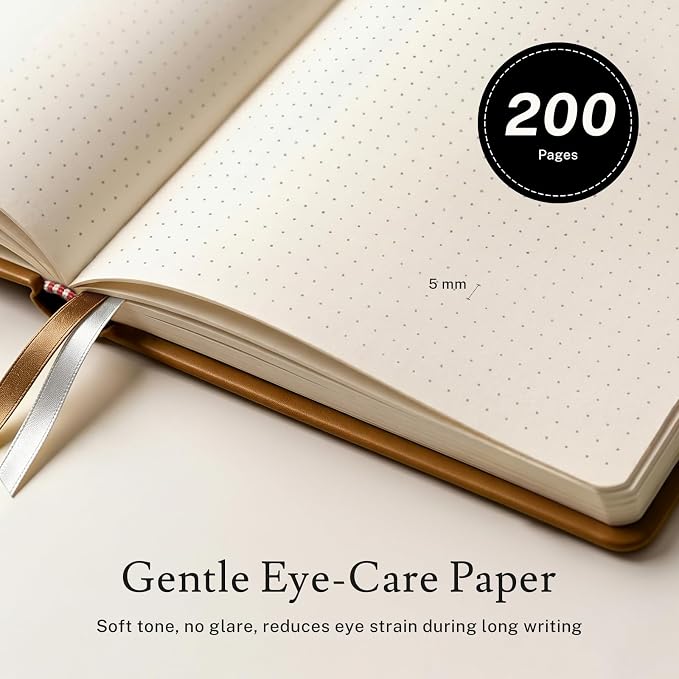 PAGELYST Dotted Journal Notebook, 200 Pages,4 Pack Leather Bullet Journal for Women Men, A5 Medium 5.7'' x 8.3'', 100 GSM Thick Paper for Journaling, Planning, Tracking (Classic Color Set)