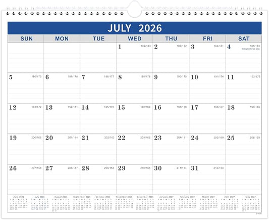 2026-2027 Calendar - 2026-2027 Wall Calendar from Jul. 2026 - Jun. 2027, Wall Calendars 14.8'' x 11.5'', Calendars 2026-27 with Julian Date, Thick Paper