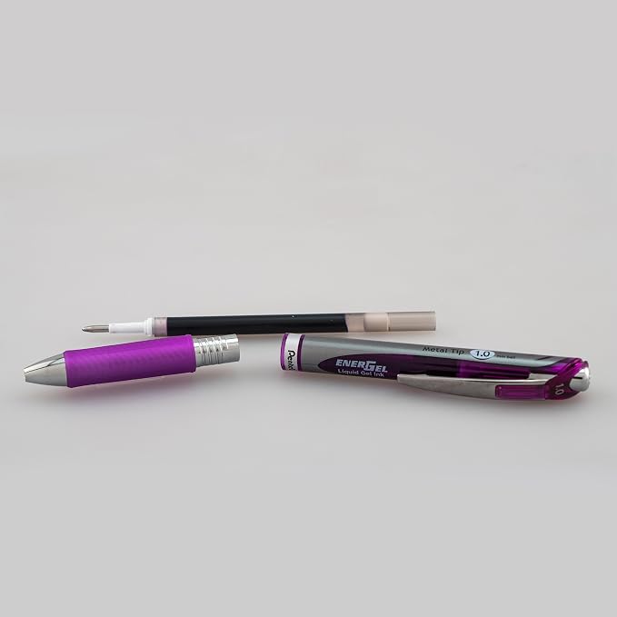 Pentel Energel RTX Retractable Liquid Gel Pen, Bold Line, Metal Tip, Violet Ink Pack of 2 (BL80BP2V)
