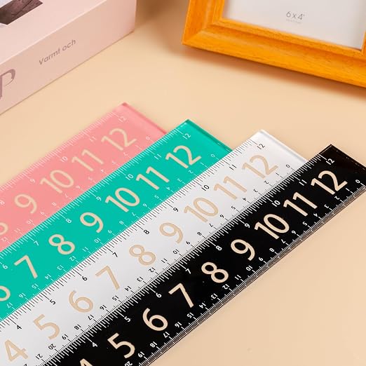 Mr. Pen- Plastic Rulers with Large Numbers, 4 Pack, 12 Inch | Easy-to-Read Markings, Scratch-Resistant Design, Durable Ruler for Crafting Office & School, Colorful Rulers for Kids