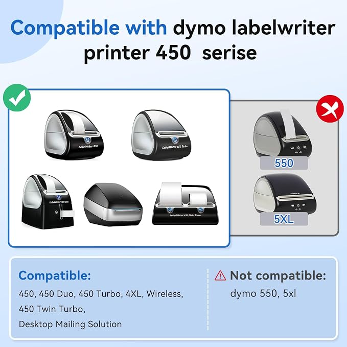 Compatible with Dymo Labelwriter 30256 Large Shipping Labels 2-5/16'' x 4'' | Thermal white paper label, for LW 450 Twin Turbo Duo printer, 59 mm x 102 mm, 300/Roll, 1 Roll, Black on white