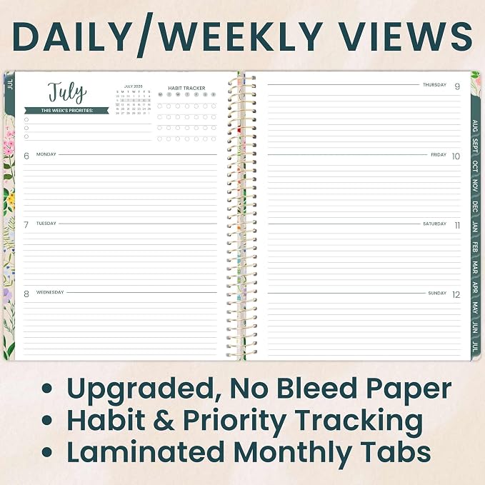 bloom daily planners 2026-2027 Planner (8.5” x 11") 13 Month Academic Year Organizer (July 2026 - July 2027) - Weekly & Monthly Agenda Book with Stickers & Tabs - Garden Party, Beige