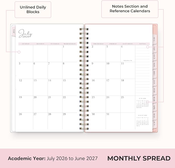 Blue Sky 2026-2027 Weekly & Monthly Academic Planner, 5"x8", Cherie | July 2026 - June 2027, Flexible Cover, Wirebound, Laminated Tabs, Storage Pocket, Stickers, Academic Year, Rachel Parcell