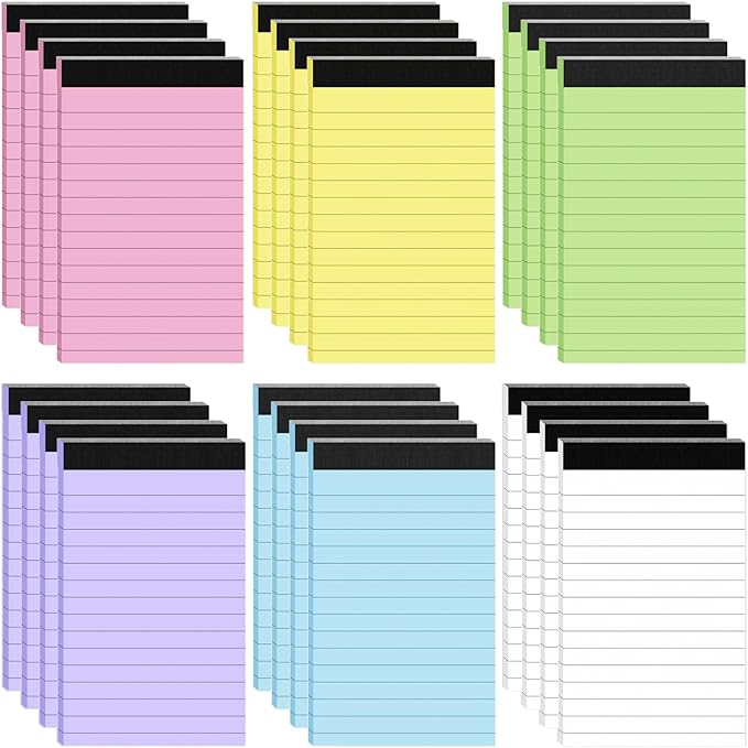 24 Pack Small Notepad Colored Note Pads 3x5 Mini Notepads Pocket Notepad Server Note Pad Lined Paper for Office Supplies, 30 Sheet/Notepad, Desk Notepads Portable Memo Pads for Teacher School Home