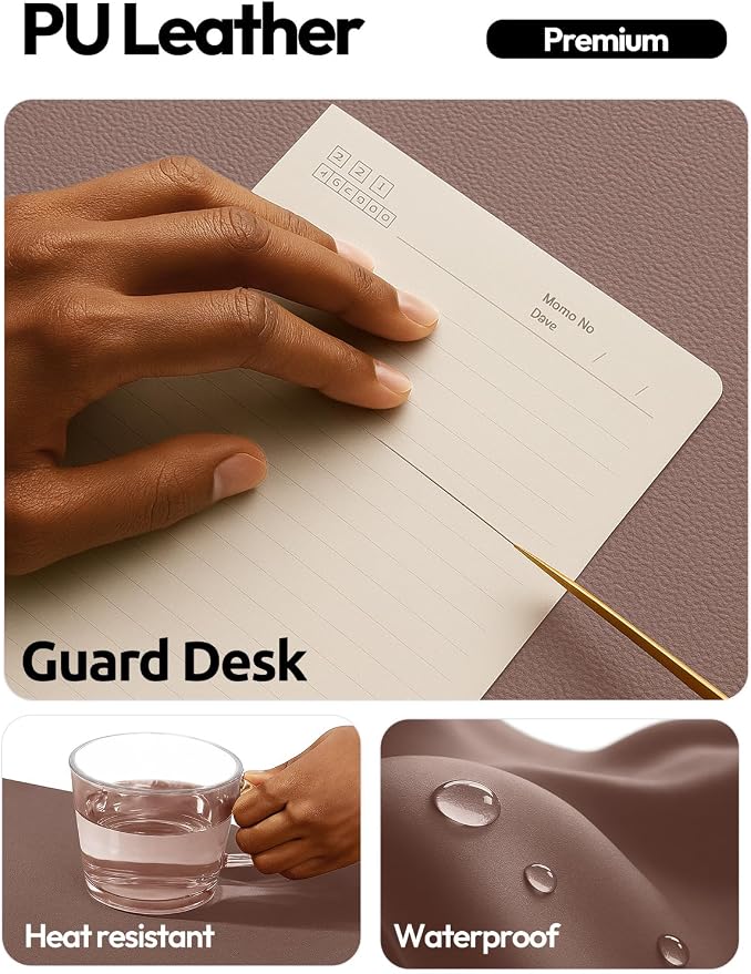 YSAGi Leather Desk Protector, Office Mat, Large Mouse Mat, Non-Slip PU Leather Blotter, Laptop Pad, Waterproof Writing Pad for Office and Home (Chocolate, 31.5" x 15.8")