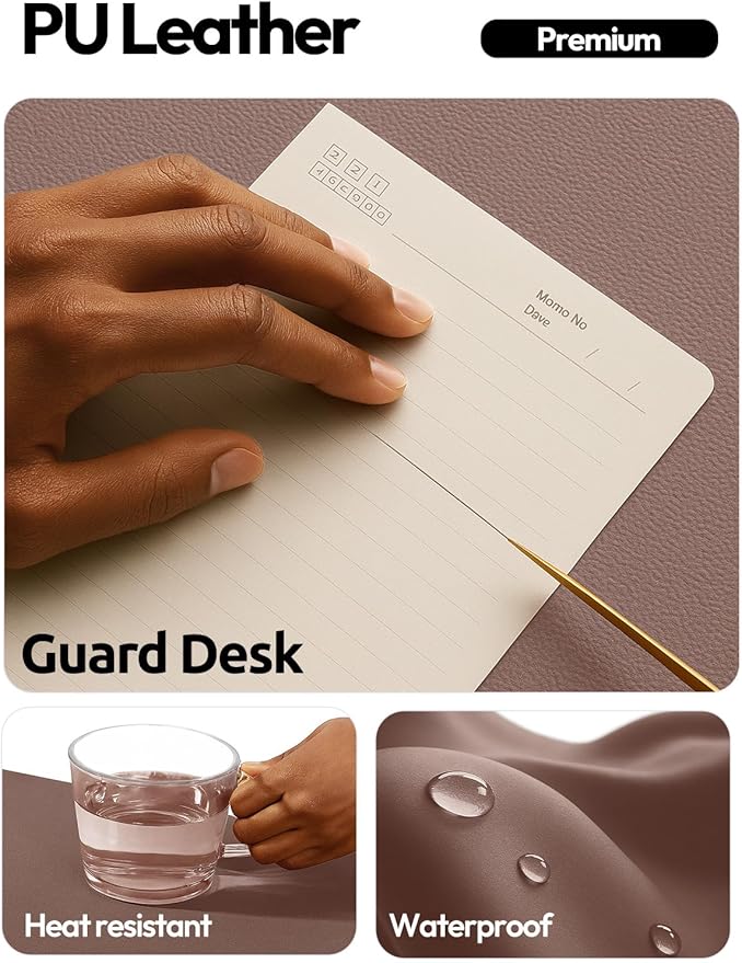 YSAGi Leather Desk Pad Protector, Office Desk Mat, Large Mouse Pad, Non-Slip PU Leather Desk Blotter, Laptop Desk Pad, Waterproof Desk Writing Pad for Office and Home (Chocolate,55" x 17.2")