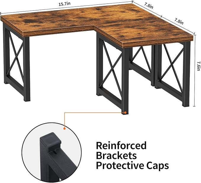 Honiter Desk Shelf Organizer, Desk Shelf for Top of Desk, 2 Tier Adjustable Small Bookshelf Organizer, Freestanding Stackable Desktop Stand, Kitchen Counter Display Rack, Rustic Brown