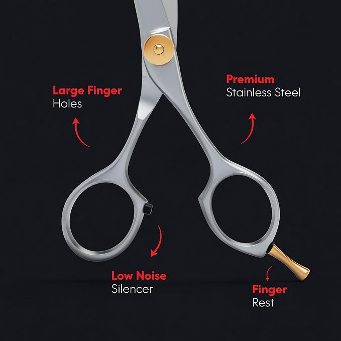 Suvorna Small Scissors for Beard, Mustache, Facial, Nose, Eyebrow & Ear Hair – Tiny Scissors for Cutting, Trimming & Grooming – 5" Stainless Steel Mustache Scissors for Men, Barbers, & Home Use