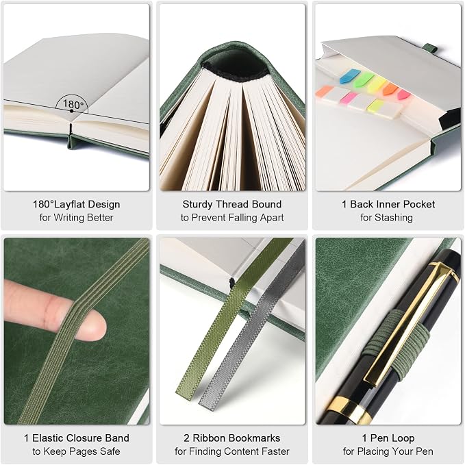 College Ruled Notebook 8.5" x 11", 312 Numbered Pages Lined Leather Journal | Extra-Thick with 2X Writing Space, 100gsm No Bleed Paper, Hardcover, Lay-Flat, for Work, School, Meeting Notes & Journaling