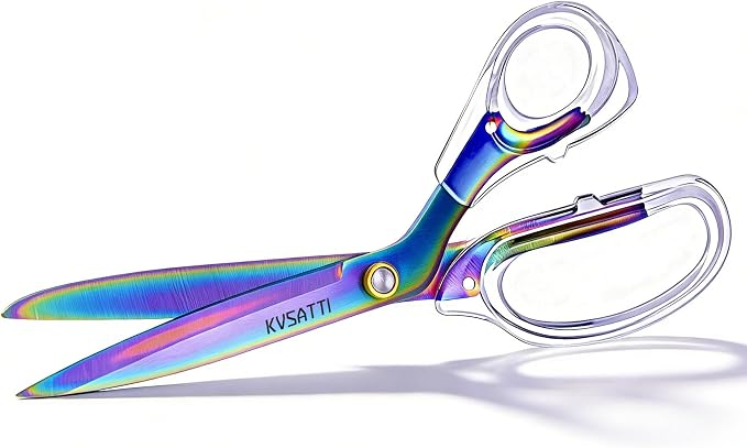 Scissors All Purpose Heavy Duty - 9" Titanium Coated Stainless Steel Blades for Office Desk, Craft Art, School Classroom & Teacher Supplies, Right Hand Only (Colorful)
