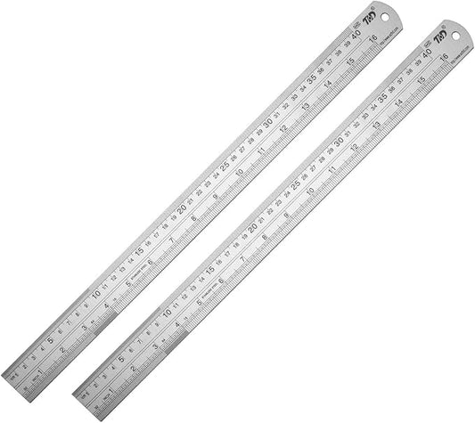 ZZTX Metal Ruler 16 Inches Stainless Steel 2 Pack | Rust-proof, Straight edge, Precise markings, Clear read