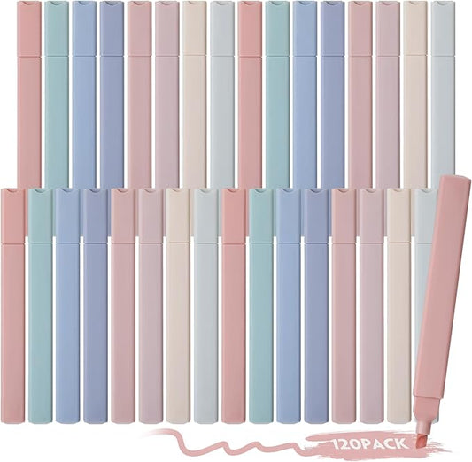 Marspark 120 Pcs Highlighters Bulk Chisel Tip Aesthetic No Bleed Cute Color Marker Pens for Journal Planner Notes School Study Office Supplies (Earthy Colors)