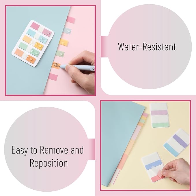 Mr. Pen- Sticky Index Tabs, 500 pcs, 21 Sets, Pastel | Writable Colored Page Markers for Reading Notes, Books, Binders, Notebook, Folders and Classify Files, Water-Resistant