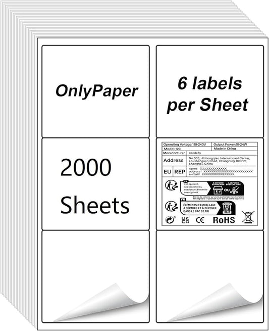 Shipping Labels-2000 Sheets 30 UP Self Adhesive Mailing Labels,1" x 2-5/8" Address Labels for Laser & Inkjet Printers, Handwrite-Friendly, BPA-Free(60000 Labels)