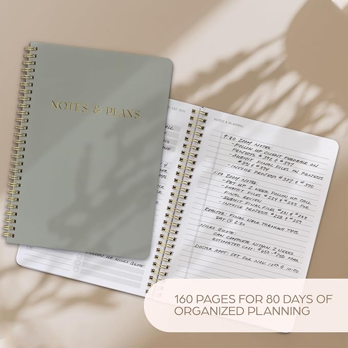 Beautiful Daily Planner And Notebook With Hourly Schedule - Aesthetic Spiral To do List Notepad to Easily Organize Your Tasks And Appointments - Stylish Book And School Or Office Supplies For Women