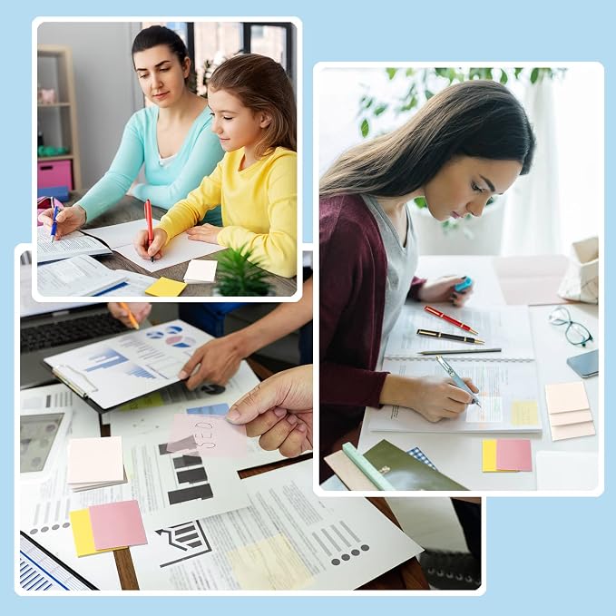 ENLUOM 400 Sheets Colored Transparent Sticky Notes - 3 x 3 in Translucent Sticky Notes, Pastel Clear Waterproof See Through Self-Sticky Note, Aesthetic Bible Journaling Sticky Notes (8 Pads)