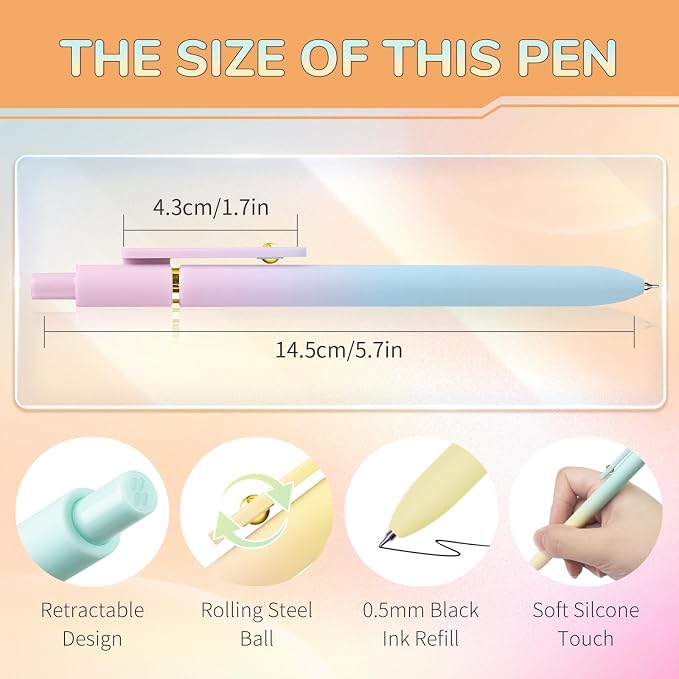 UIXJODO 12 Pcs Gel Pens 0.5mm Quick Dry Black Ink Pens Fine Point Smooth Writing Pens, Cute Office and School Supplies Gifts for Women Teacher Students (12 Pcs Ombre Gold)