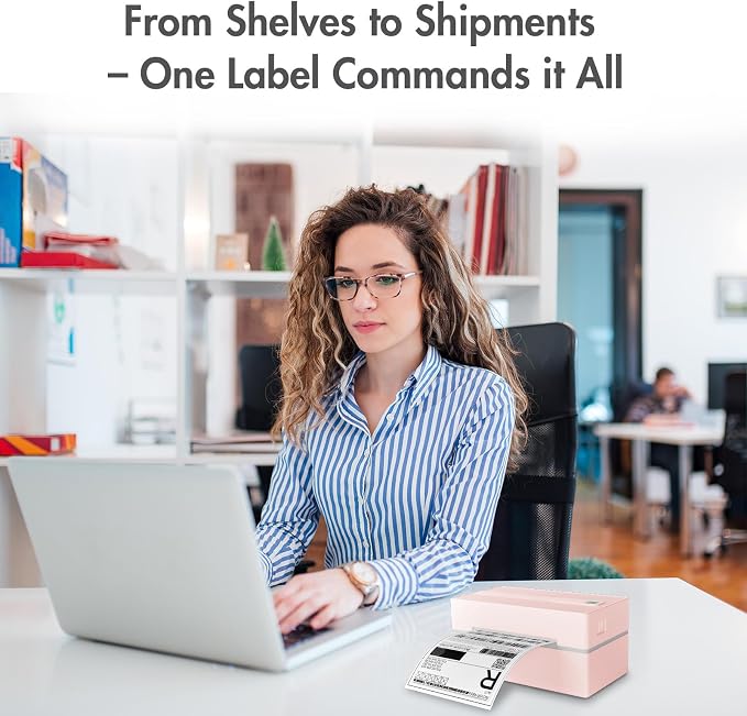 Thermal Shipping Label Printer 4x6 Bluetooth Label Maker for Small Business | Wireless Mailing Shipping Printer for USPS UPS Amazon Shopify Etsy - Compatible with iPhone Android Windows & Mac (Pink)