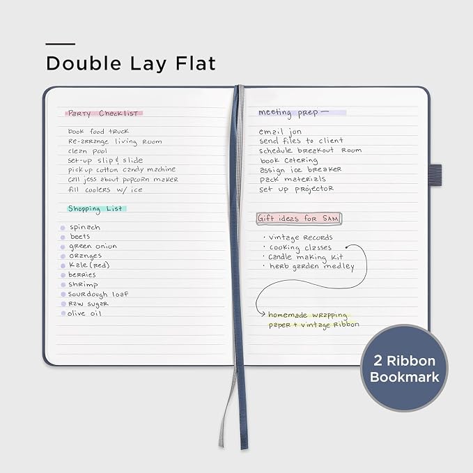 &And Per Se Lined Notebooks 3-Pack Gift Set, A5 Hardcover Journals, 160 Pages 100gsm Thick Paper, Journaling Notebook for Office, School (Dark Blue)