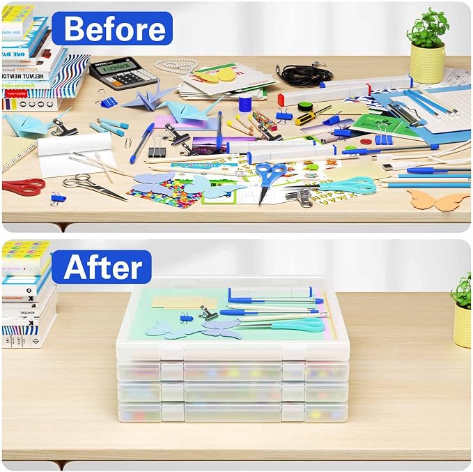 Denkee 12 x 12 Paper Storage, 6 Pack Scrapbook Paper Organizer Storage, Craft Organizers Box, Portable Storage Containers for Board Game, Craft, Art Supplies