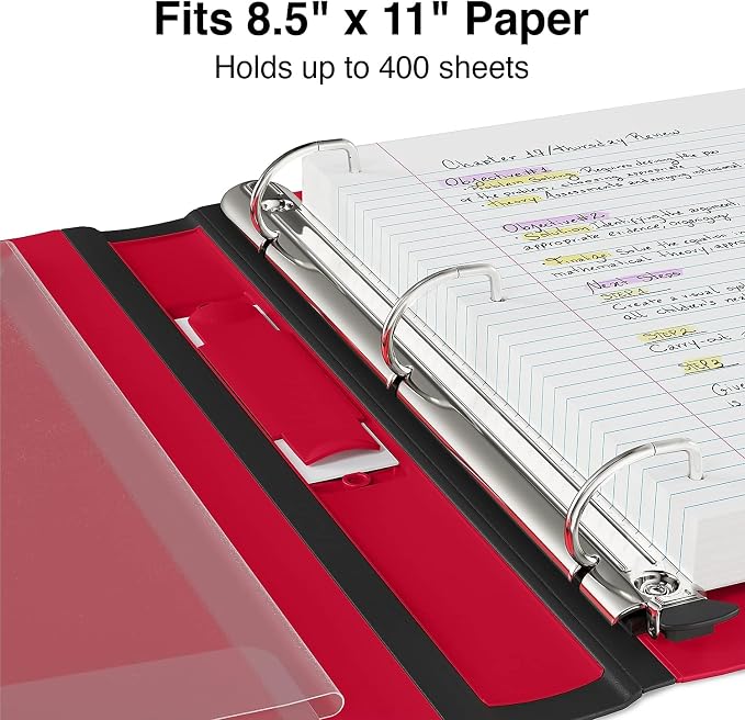 Staples Better Binder 1.5-Inch D-Ring View Binder, Reinforced Spine, Holds Up to 350 Sheets, Red, for Office & School