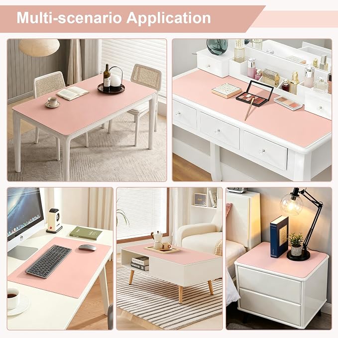 OstepDecor Pink Table Protector 16 x 48 Inch, 1.5mm Thick Plastic Table Cover Protector, PVC Table Top Protector, Waterproof Desk Mat Pad for Desktop, Coffee & Dining Room Table