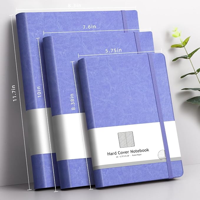 AHGXG Lined Journal Notebook, 320 Numbered Pages, B5 (7.6'' X 10'') | College Ruled Leather Journal for Women, 100gsm Thick College Ruled Paper, Softcover Journal for Writing Work School (Purple)
