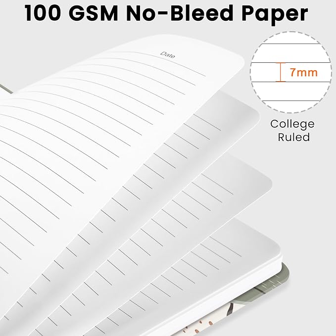 CICPAP Lined Spiral Journal Notebook, A5 College Ruled Notebook for Journaling, Note-Taking, and Daily Planning, Durable Hardcover with an Elegant Design, Boho